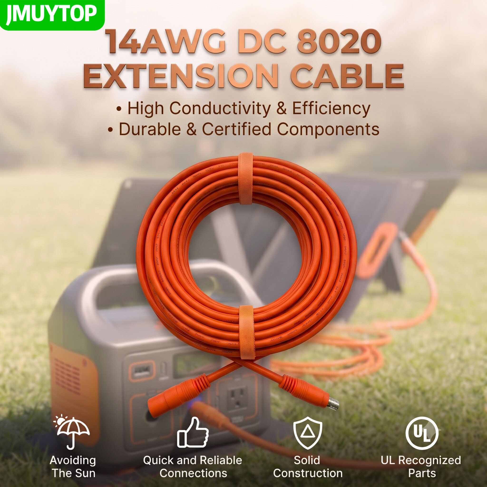 Outdoor Lighting Extension Cable - JMUYTOP Solar Panel Extension Cable DC