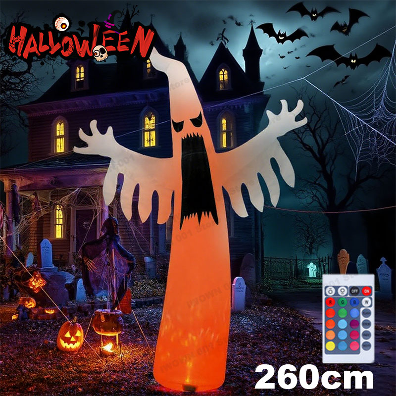 Outdoor Lighting For Front Of House - Halloween Inflatable Scary Ghost with LED