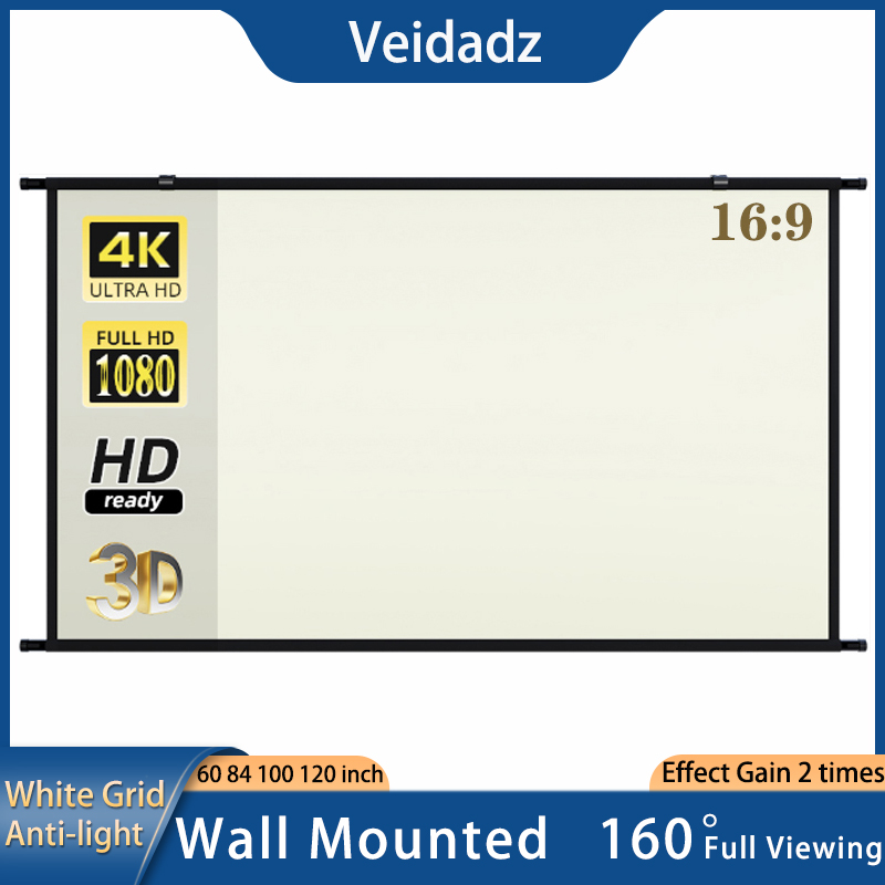 Outdoor Lighting Grid Screen - VEIDADZ Projector Screen Wall Mounted 16:9