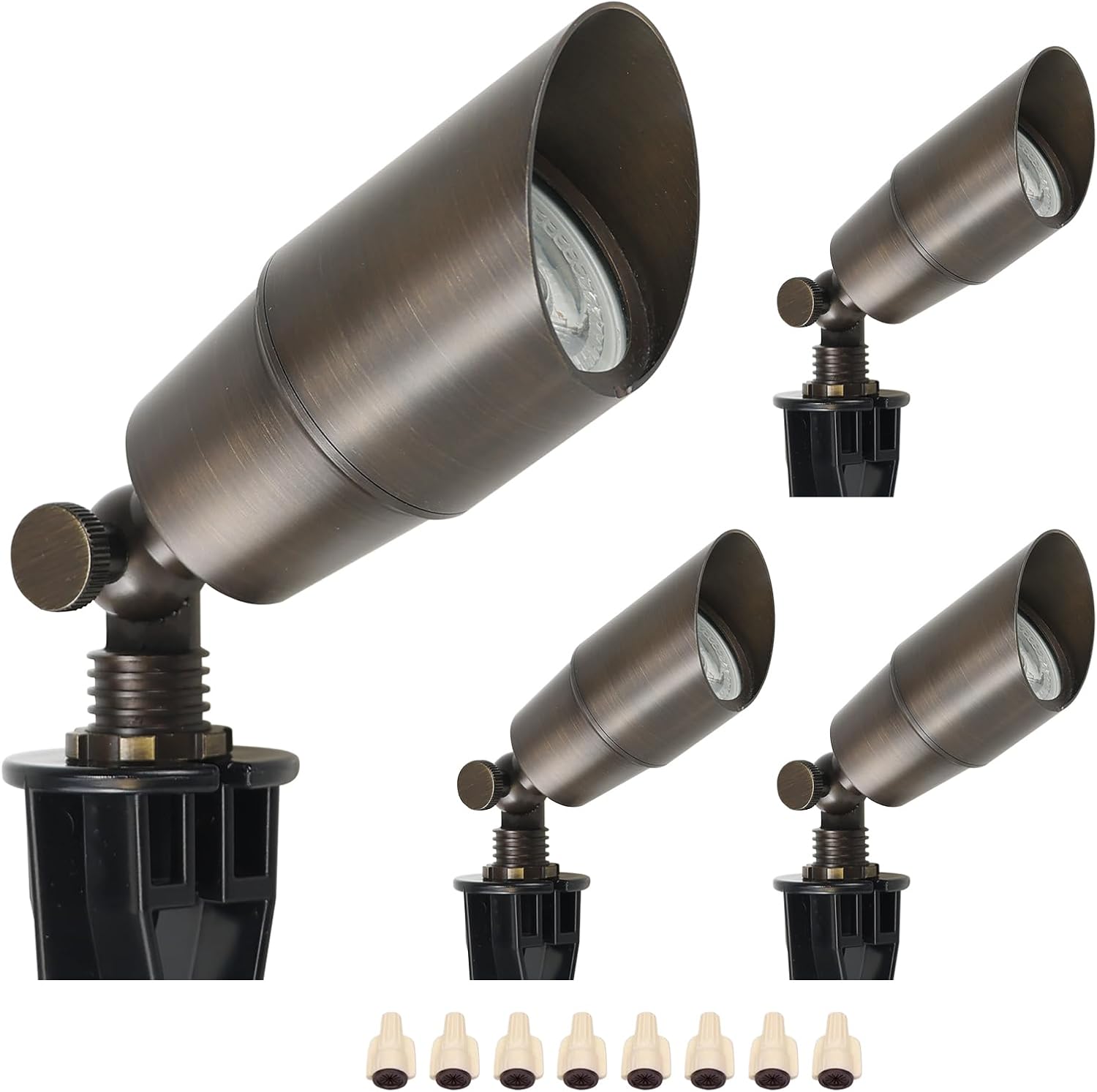 Outdoor Lighting Brass - Solid Brass Landscape LED Spotlights Outdoor
