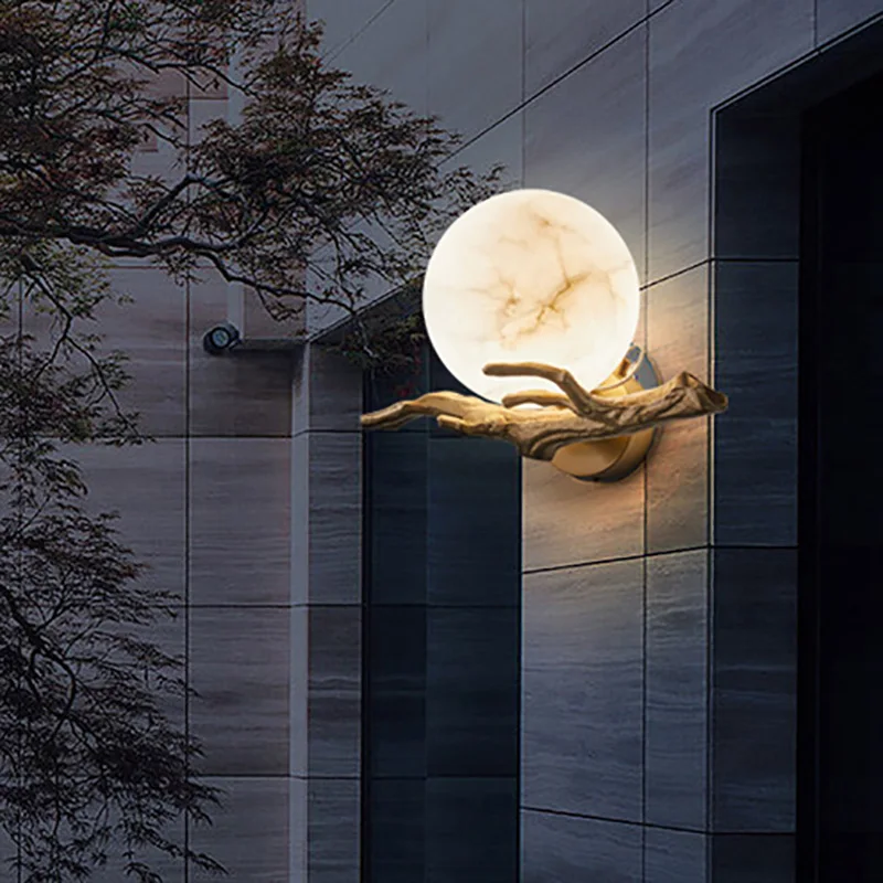 Outdoor Lighting Brass - Italian Marble Wall Lamp Waterproof Brass