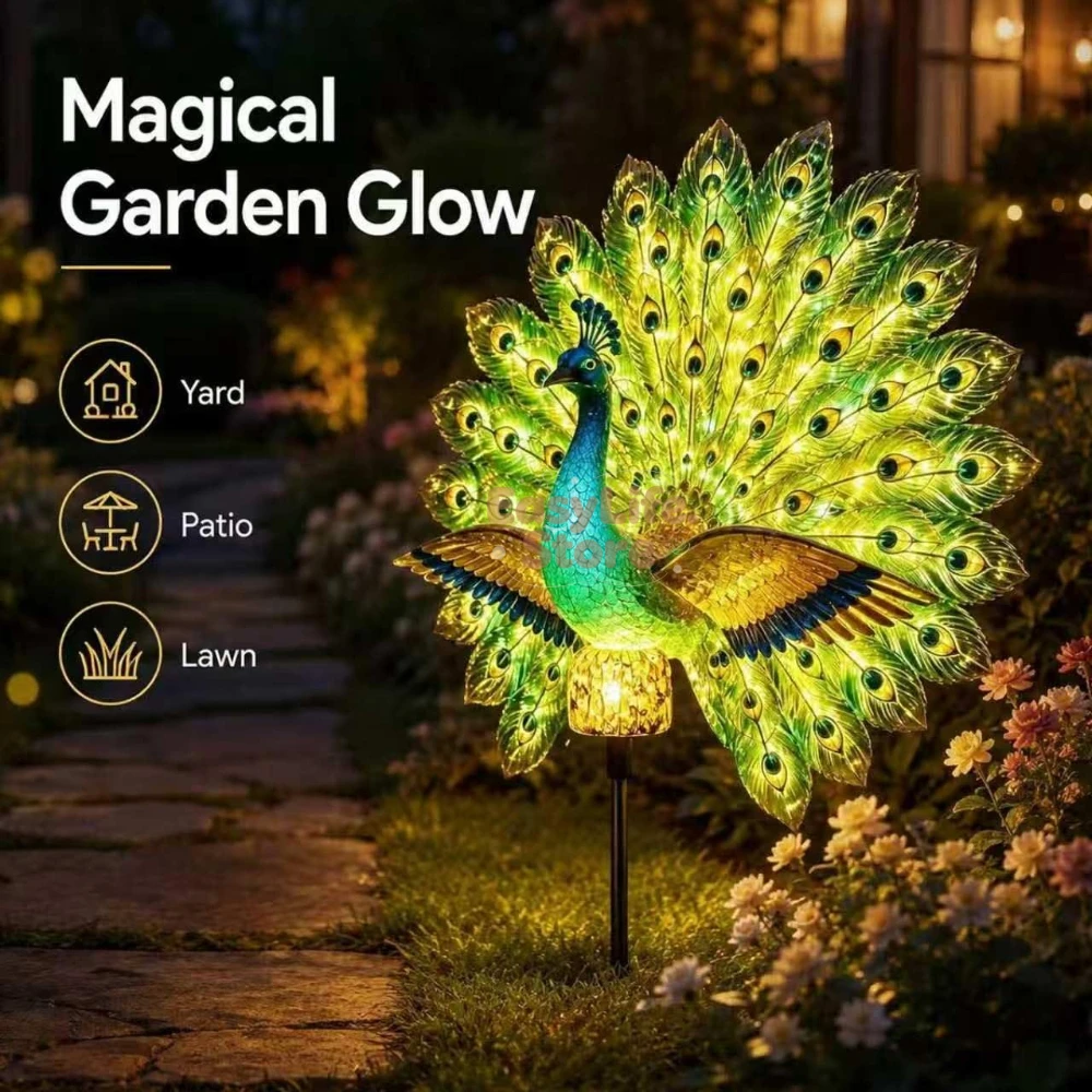 Solar Peacock Garden Sculpture - Outdoor Lighting For Backyard ulasan dan harga