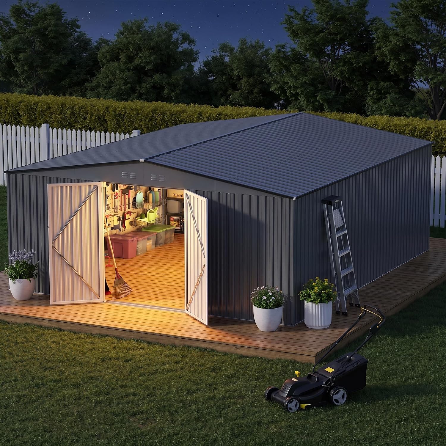 14x12 FT Outdoor Storage Shed  - Outdoor Lighting For Backyard ulasan dan harga