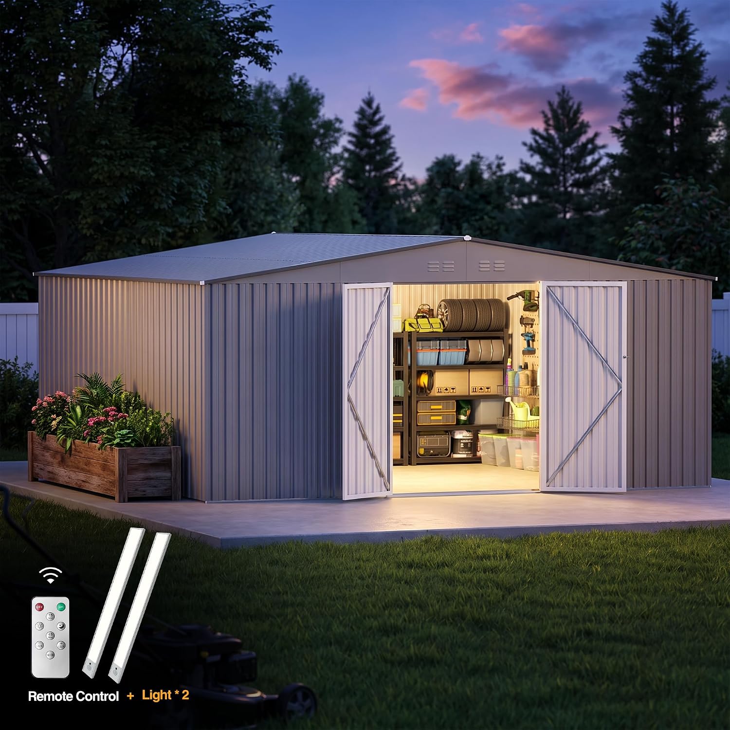 14x12 FT Outdoor Storage Shed  - Outdoor Lighting For Backyard ulasan dan harga
