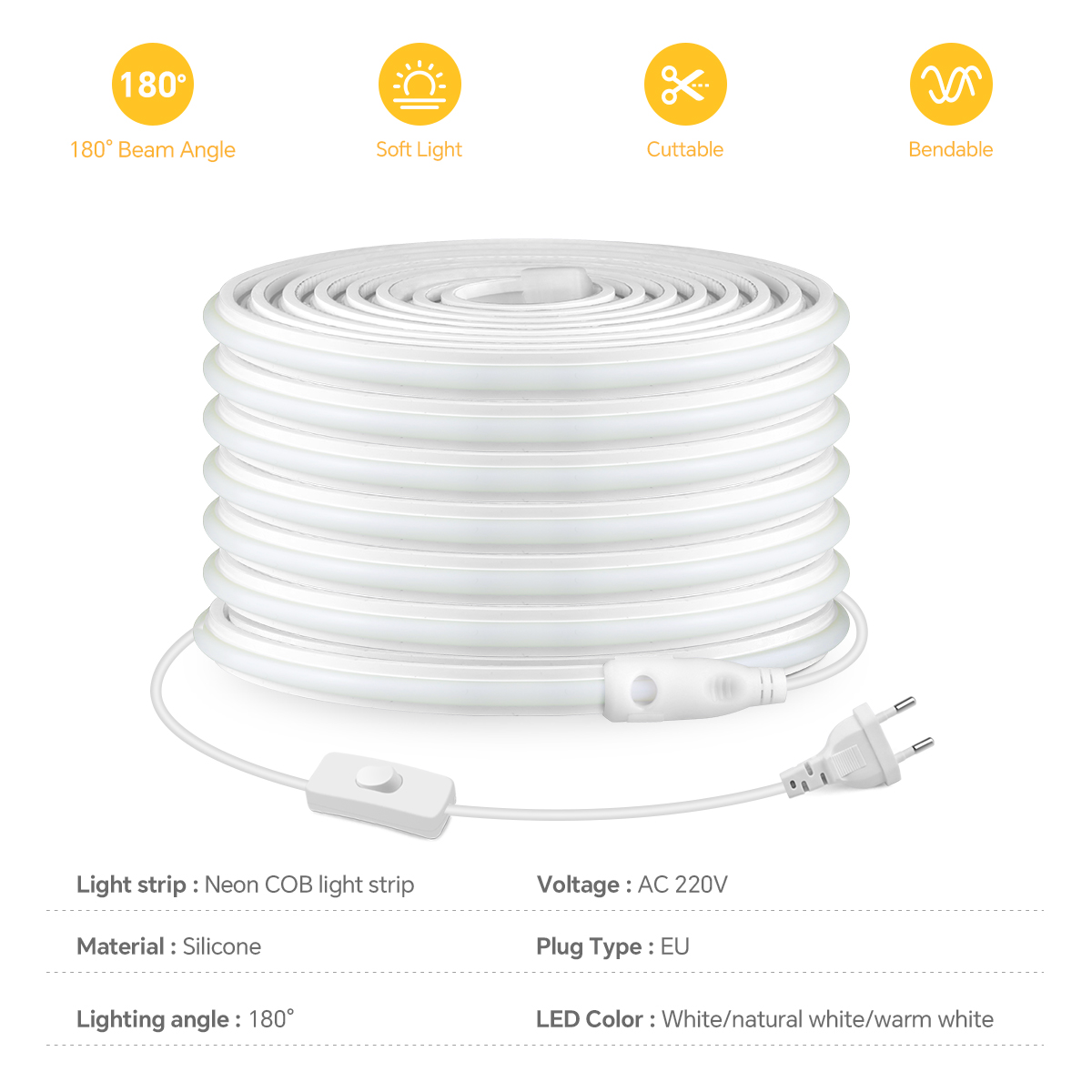 220V COB Led Strip High Densit - Outdoor Lighting Led Strip ulasan dan harga