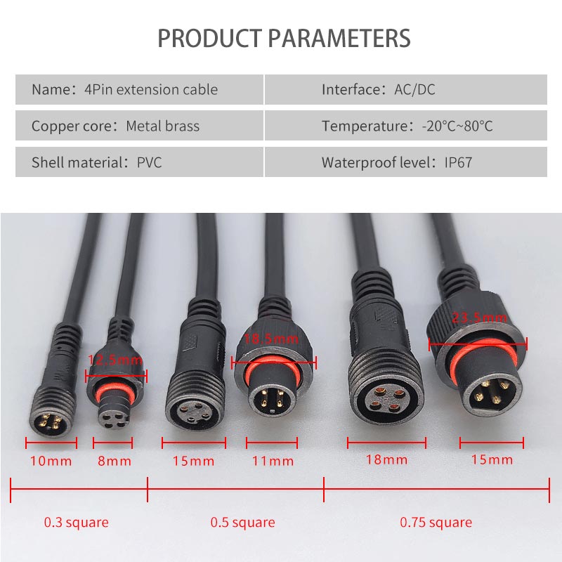 Male Famale Plug Cable 4Pin Wa - Outdoor Lighting Extension Cable ulasan dan harga