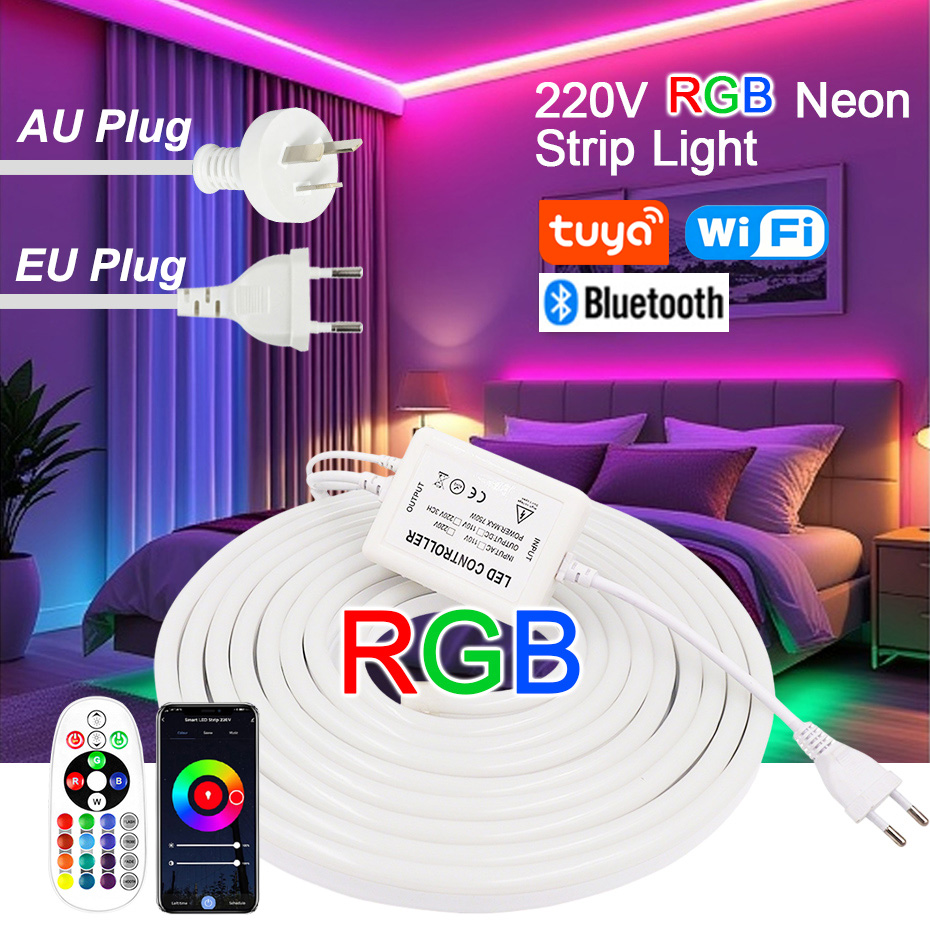 220V RGB LED Neon Strip with E - Outdoor Lighting No Wiring ulasan dan harga