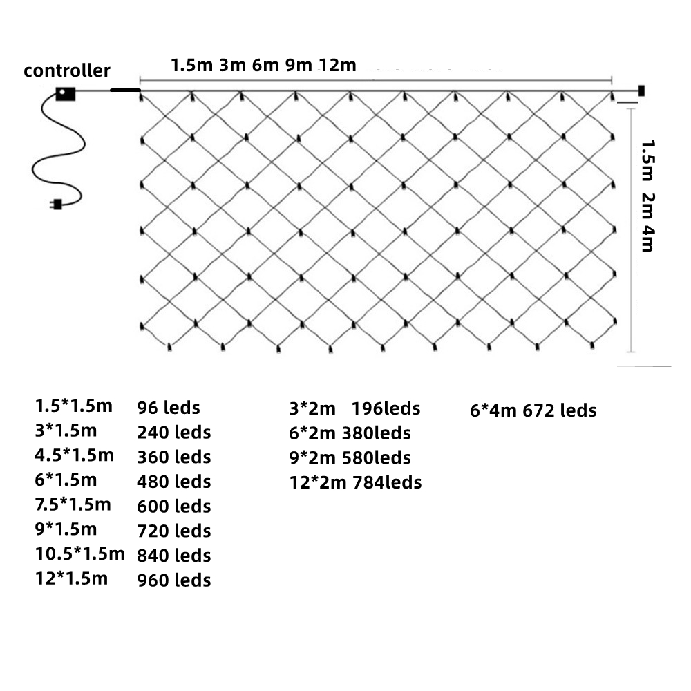 Net Mesh Led Lights 3M/6M/12M  - Outdoor Lighting Grid Screen ulasan dan harga