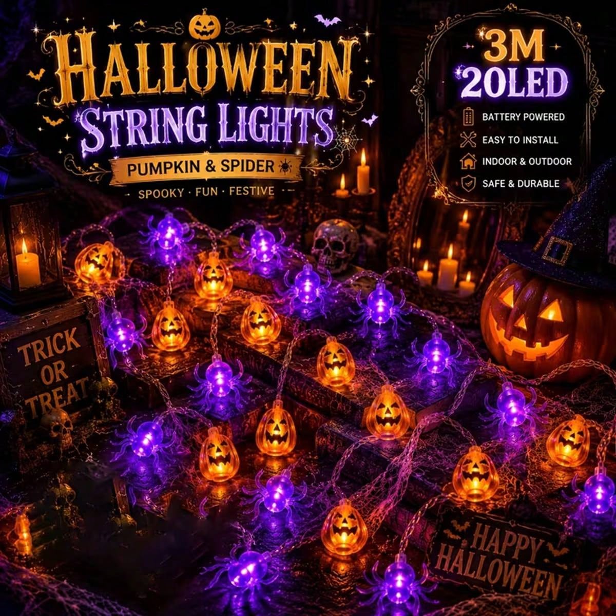 1PC Halloween Pumpkin 10/20 LE - Outdoor Lighting For Front Of House ulasan dan harga