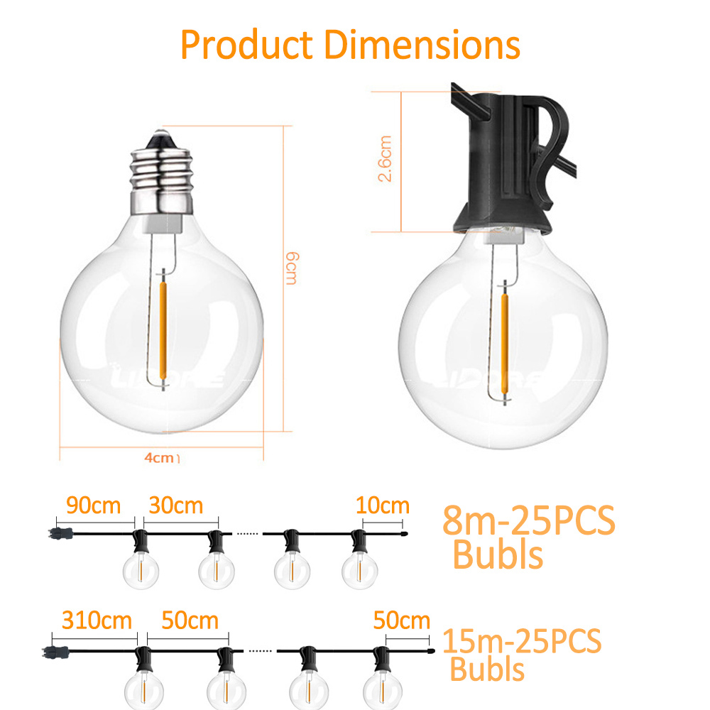 8M/15M G40 Globe String Lights - Outdoor Lighting For Backyard ulasan dan harga