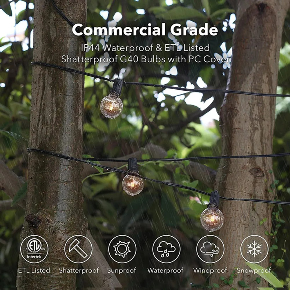 8M/15M G40 Globe String Lights - Outdoor Lighting For Backyard ulasan dan harga