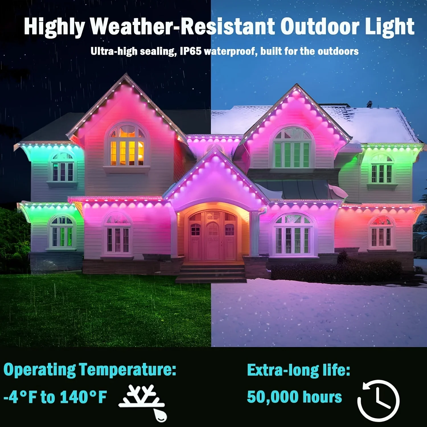 300FT Permanent Eaves LED Smar - Outdoor Lighting For Front Of House ulasan dan harga